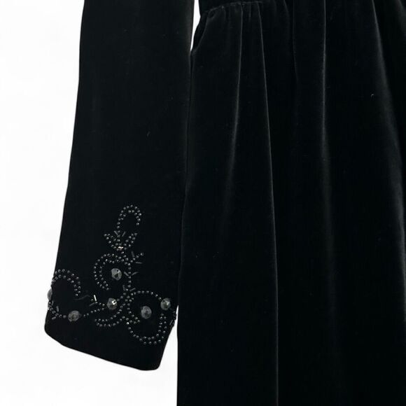Vintage Laura Ashley Velvet Babydoll Midi Dress Sz 8 Whimsy Goth Witchy Modest - Picture 4 of 8